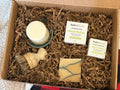 Gift Box contains ZWS Essentials shampoo bar, conditioner bar, Solid dish soap set, and solid body bar (calendula and citrus). 